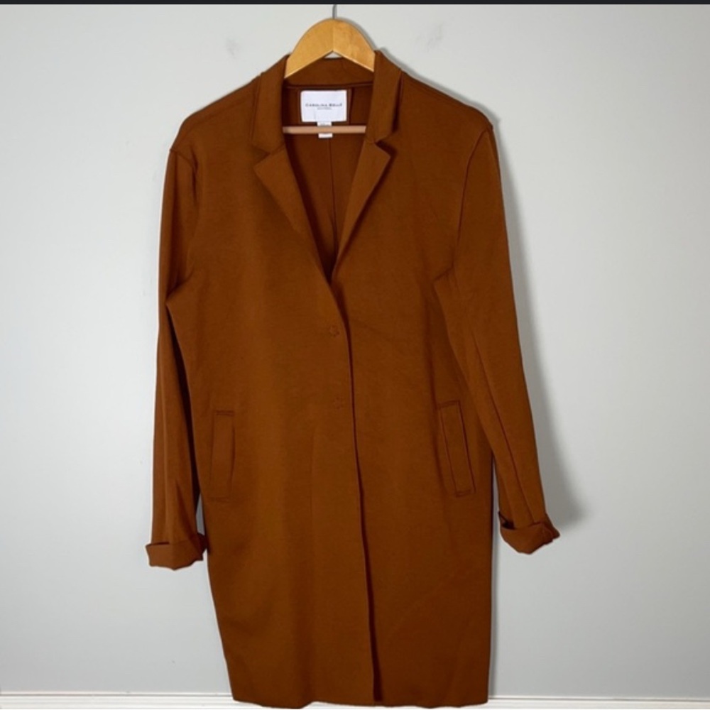 NEW Carolina Bell XL Soft Stretch Duster Coat Carmel Cognac